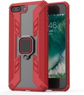 Iron Warrior schokbestendige TPU + pc-beschermhoes voor iPhone 7 Plus, met 360 graden rotatiehouder (rood)