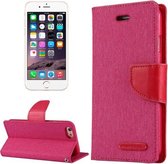 GOOSPERY CANVAS DAGBOEK voor iPhone 6 & 6s Canvas Textuur Horizontale Flip Leren Case met Kaartsleuven & Portemonnee & Houder (Magenta)