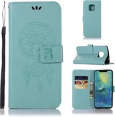 Windgong Uil Embossing Patroon Horizontale Leren Flip Case met Houder & Kaartsleuven & Portemonnee Voor Huawei Mate 20 Pro (Groen)