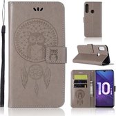 Windgong Uil Embossing Patroon Horizontale Flip Leren Case met Houder & Kaartsleuven & Portemonnee Voor Huawei Honor 10i / Honor 20 Lite (Grijs)