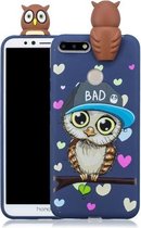 Voor Huawei Honor 7A schokbestendige cartoon TPU beschermhoes (blauwe uil)
