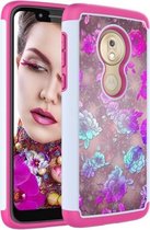 Gekleurd tekeningpatroon PC + TPU beschermhoes voor Motorola Moto G7 Play US-versie (Peony)