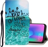 Voor Huawei Honor 10 Lite 3D Gekleurde Tekening Horizontale Flip PU Lederen Case met Houder & Kaartsleuven & Portemonnee (Blue Coconut Grove)