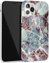 Glanzend marmeren patroon TPU beschermhoes voor iPhone 11 Pro Max (blauw rood)