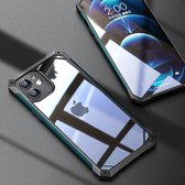 iPaky TPU + lederen frame + pc transparante beschermhoes voor iPhone 12 mini (donkergroen)