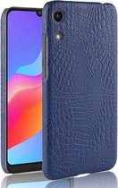 Schokbestendig Crocodile Texture PC + PU-hoesje voor Huawei Honor Play 8A (blauw)