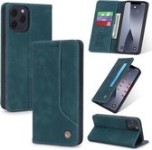 Voor iPhone 12 Pro Max POLA 008-serie Retro magnetische horizontale flip lederen tas met houder en kaartsleuven (blauw)