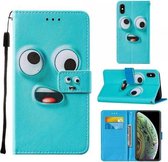 Voor iPhone X / XS Cross Texture Painting Pattern Horizontale Flip Leather Case met Houder & Kaartsleuven & Portemonnee & Lanyard (Big Eyed)