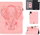 Voor iPad Air 2020 10.9 reliëf olifant patroon horizontale flip PU lederen tas met slaapfunctie & magnetische gesp & houder & kaartsleuf (rose goud)