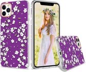 Voor iPhone 11 Pro 3D Cherry Blossom Painted TPU beschermhoes (paars)