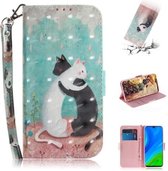 Voor Huawei P smart 2020 3D Geschilderd Patroon Magnetische Aantrekkelijkheid Horizontale Flip Leren Case met Houder & Kaartsleuf & Portemonnee & Lanyard (Zwart Wit Kat)