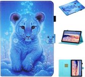 Voor Huawei MediaPad T5 Gekleurde Tekening Stiksels Horizontale Flip Leren Case, met Houder & Kaartsleuven (Little Tiger)