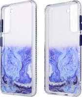 Voor Samsung Galaxy S21 5G marmeren textuur TPU + pc beschermhoes (paars)