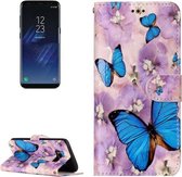 Voor Galaxy S8 + / G955 Gloss Oil Reliëf Paars Vlinder Patroon Horizontale Flip Leren Case met Houder & Kaartsleuven & Portemonnee & Fotolijst