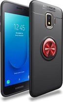 Schokbestendig TPU-hoesje voor Galaxy J2 Core, met houder (zwart rood)