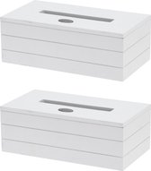 Set van 2x stuks tissuedoos/tissuebox wit van mdf 25 x 13  x 9 cm