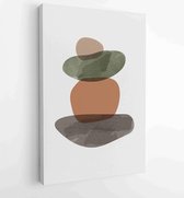 Foliage line art drawing with abstract shape. Abstract rock Art design for print, cover, wallpaper, Minimal and natural wall art. 1 - Moderne schilderijen – Vertical – 1823785541 -