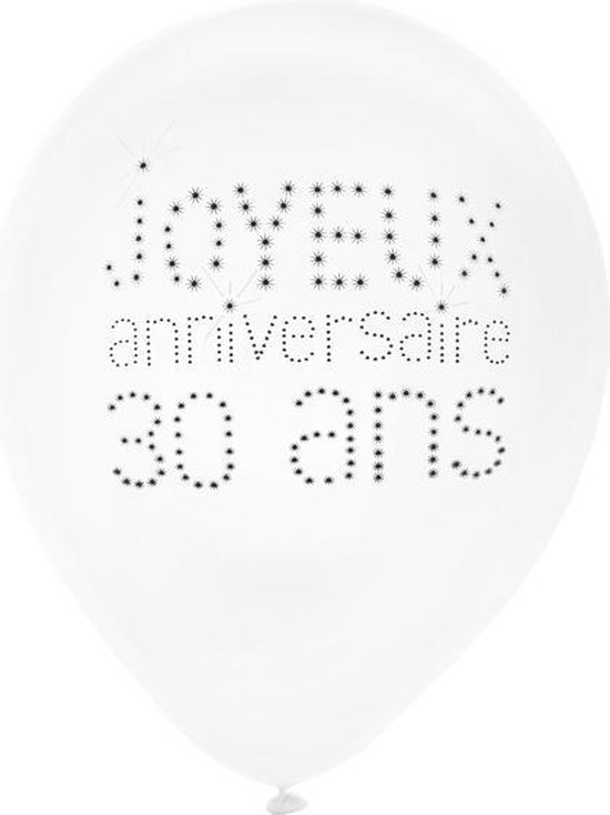 Bol Com Santex 8 Witte Joyeux Anniversaire 30 Ans Ballonnen Decoratie Ballonnen