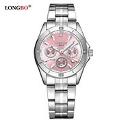 Longbo - Dames Horloge - Zilver/Roze - Ø 29mm (Productvideo)