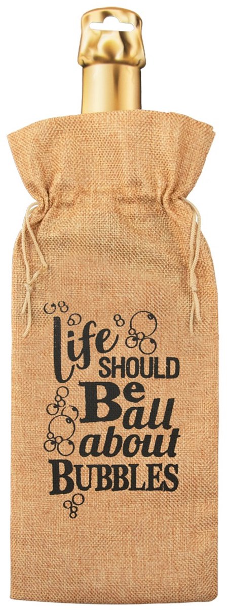 Cadeauverpakking - fles - Life should be all about Bubbles - Jute - 42 cm - Paper Dreams