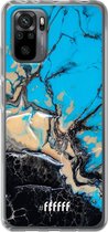 6F hoesje - geschikt voor Xiaomi Redmi Note 10 Pro -  Transparant TPU Case - Blue meets Dark Marble #ffffff