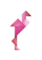 Okika Poster - Flamingo Wit - 21 X 21 Cm - Wit