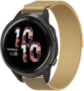 Milanees Smartwatch bandje - Geschikt voor  Garmin Venu 2 Milanese band - 45mm - goud - Strap-it Horlogeband / Polsband / Armband