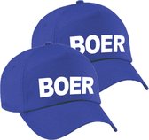 2x stuks boer verkleed pet blauw voor heren - boeren baseball cap - carnaval verkleedaccessoire voor kostuum