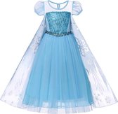 Prinses - Elsa ijsprinses jurk - Prinsessenjurk - Verkleedkleding - Feestjurk - Sprookjesjurk - Maat 134/140 (140) 8/9 jaar