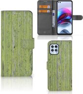 Wallet Book Case Motorola Moto G100 Telefoon Hoesje Green Wood
