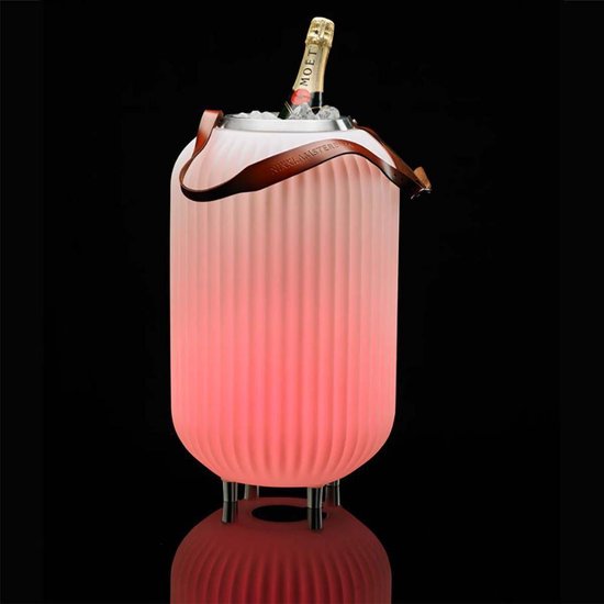 Nikki Amsterdam The.Lampion M-50 LED lampion met Bluetooth speaker, wijnkoeler en draagbaar lederen hengsel