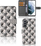 Wallet Book Case Geschikt voor Samsung Galaxy S21 FE Smartphone Hoesje Salamander Grey