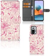 Telefoon Hoesje Xiaomi Redmi Note 10 Pro Magnet Case Pink Flowers