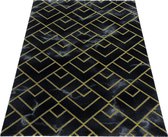 Loper Modern Tapijt Met Square Design Zwart-Goud kleuren