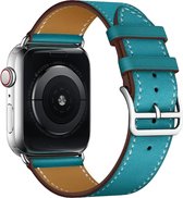 Apple Watch 42/44MM Leren Bandje - Leer - Horloge Bandje - Polsband - Kunstleer - Apple Watch 1 / 2 / 3 / 4 / 5 / 6 / SE - Blauw