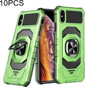 10 PCS Union Armor Magnetische PC + TPU Schokbestendige Case met 360 Graden Rotatie Ring Houder Voor iPhone XS / X (Smaragdgroen)