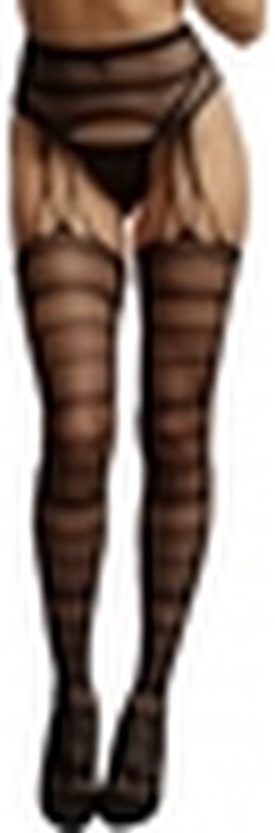 Goedkoopste Suspender Striped Pantyhose - Black - O/SO/S