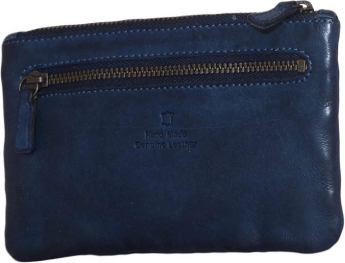 Bear Design Bibi Leren Etui / Ritsportemonnee - Blauw