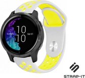 Siliconen Smartwatch bandje - Geschikt voor  Garmin Venu sport band - grijs/geel - Strap-it Horlogeband / Polsband / Armband