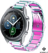 Stalen Smartwatch bandje - Geschikt voor  Samsung Galaxy Watch 3 stalen band 45mm - regenboog - Strap-it Horlogeband / Polsband / Armband