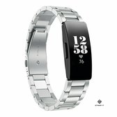 Stalen Smartwatch bandje - Geschikt voor Fitbit Inspire / Inspire HR / Inspire 2 stalen bandje - zilver - Strap-it Horlogeband / Polsband / Armband