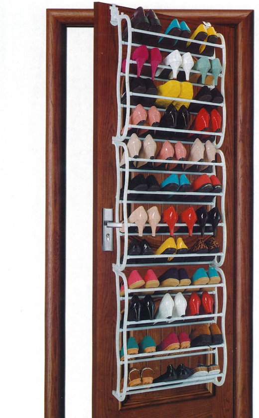Hangend Schoenenrek 12 Laags voor 36 paar Schoenen - Hangende Schoenenkast voor aan de deur - Schoenenrek Metaal -Wit