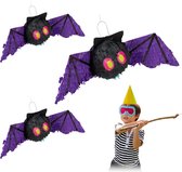Relaxdays 3 x pinata vleermuis - Halloween - piñata - verjaardag - feestversiering