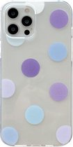 Kleurrijk stippatroon TPU Straight Edge schokbestendig hoesje voor iPhone 11 (paars blauw wit)