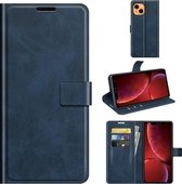 Retro kalf patroon gesp horizontale flip lederen tas met houder & kaartsleuven & portemonnee voor iPhone 13 mini (blauw)