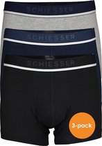 SCHIESSER 95/5 shorts (3-pack) - zwart - blauw en grijs - Maat: XL