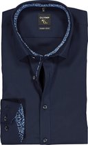 OLYMP No. Six super slim Fit overhemd - marine blauw (contrast) - Strijkvriendelijk - Boordmaat: 40