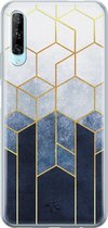 Huawei P Smart Pro hoesje - Geometrisch fade art - Siliconen - Soft Case Telefoonhoesje - Print - Blauw