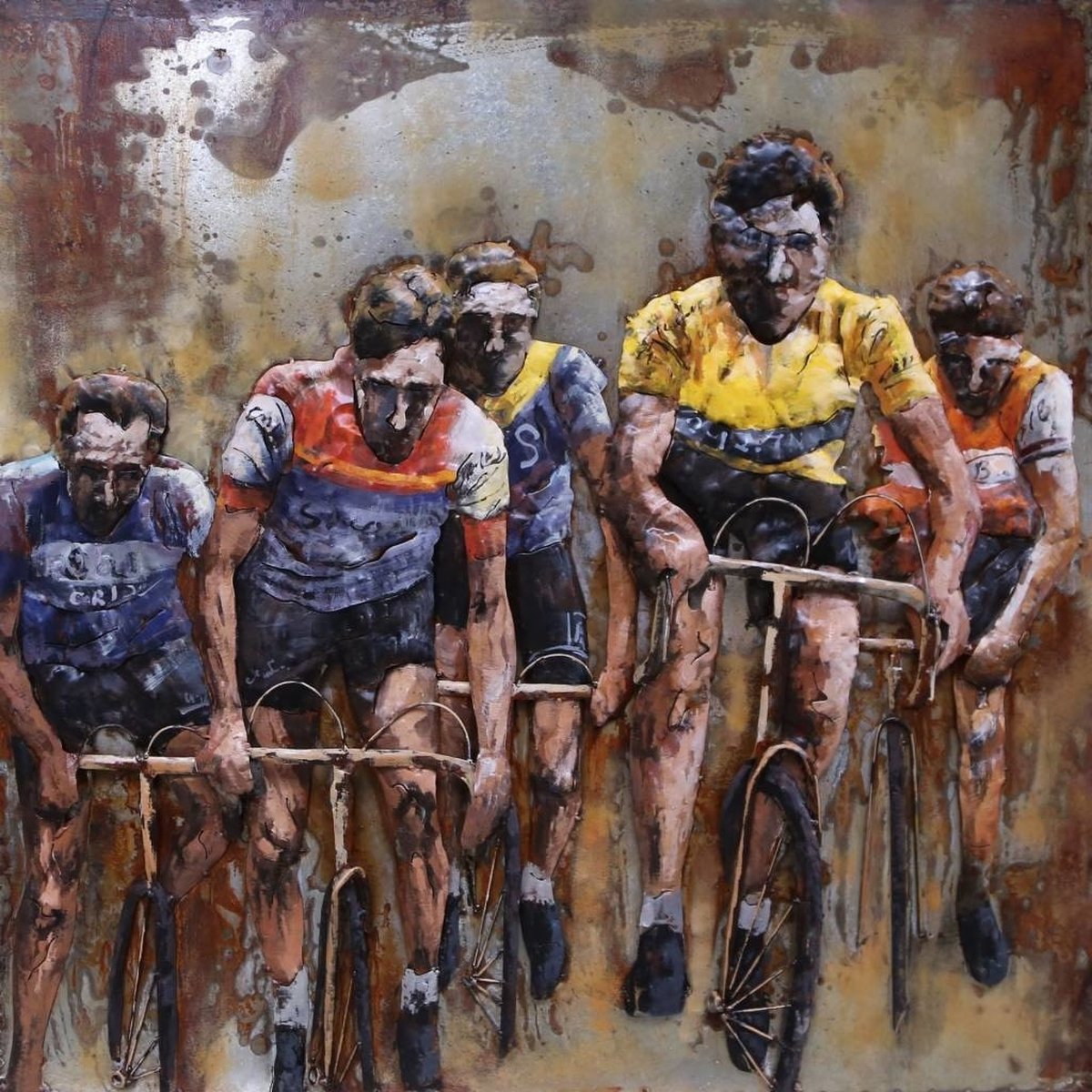3-D schilderij wielrenners 100x100cm