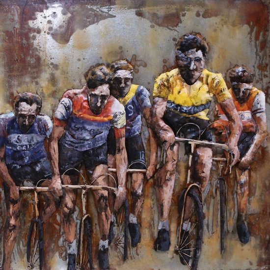 3-D schilderij wielrenners 100x100cm